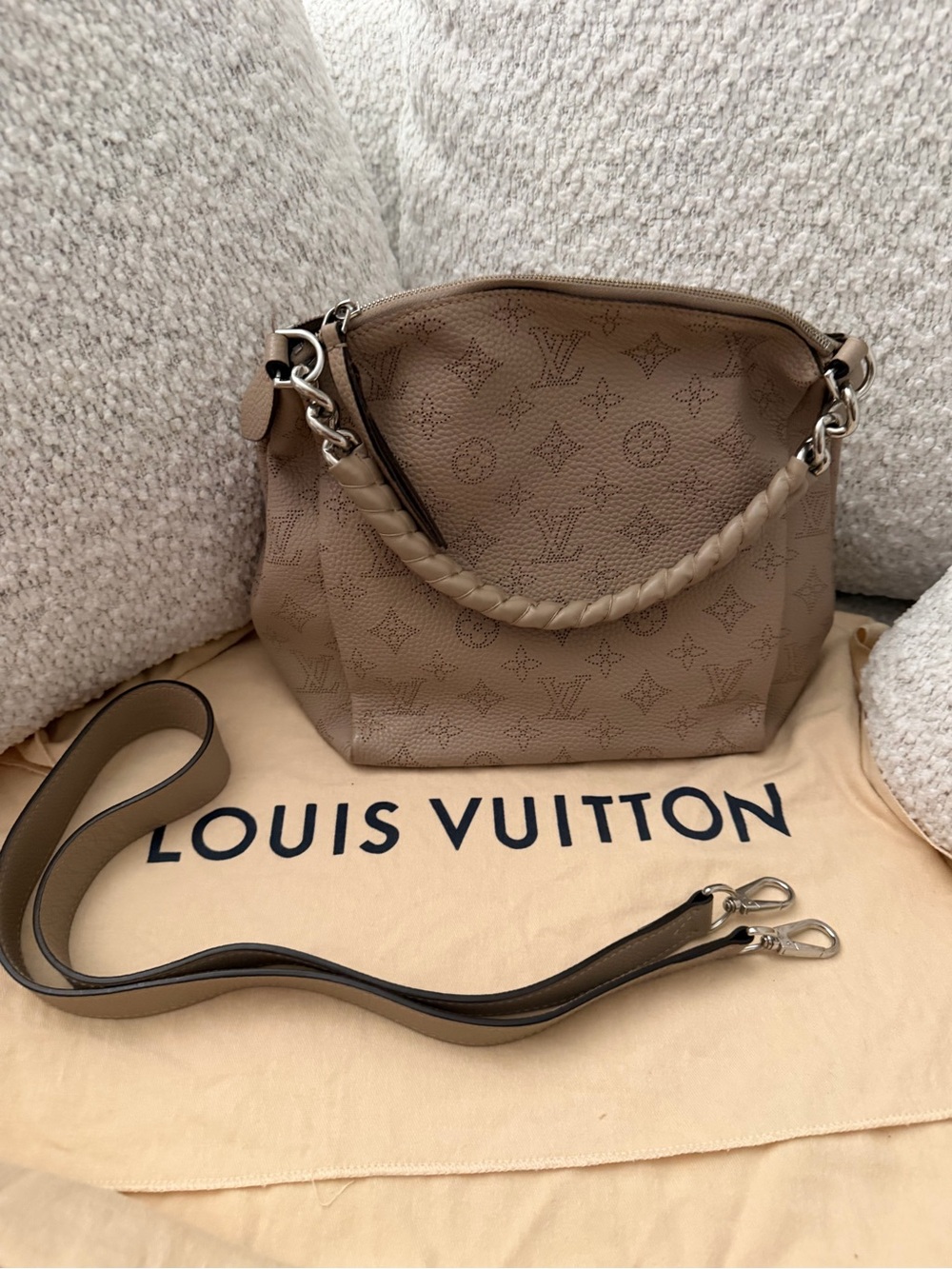 Louis Vuitton Taupe Monogram Braided-Handle Shoulder Bag